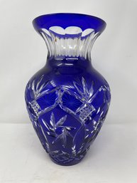 Large Cut Cobalt Glass Vase Large Czech Glass