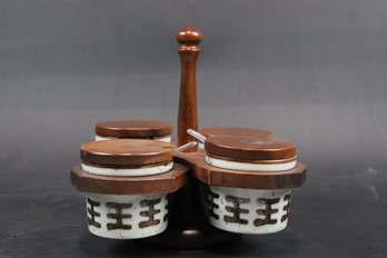 Japanese Tenmoku Glaze Pottery Gail Craft Condiment Caddy