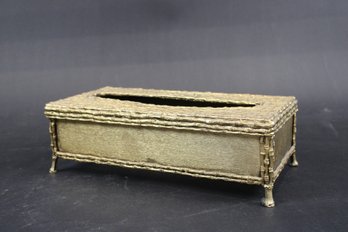 Hollywood Regency Faux Bamboo Metal Tissue Box Holder