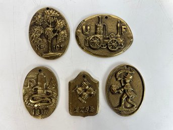 Miniature Brass Firehouse Plaque Lot