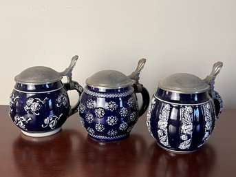 Group Of German Salt Glazed Beer Steins - As Pictured