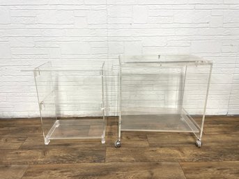 Two Vintage Mid Century Lucite Side Tables