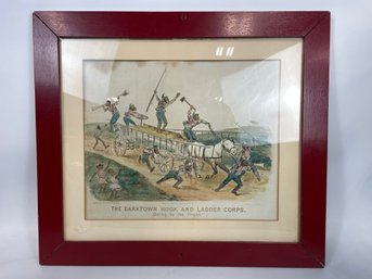 Antique Currier & Ives 'The Darktown Hook & Ladder' - Copyright 1884