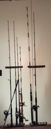 Lot Of Various Size Fishing Poles And Reels