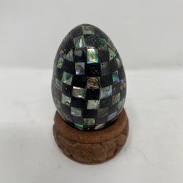 Vintage Checkerboard Egg Abalone