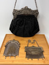 3 Victorian Hand Bags Featuring 2 Mesh Purses