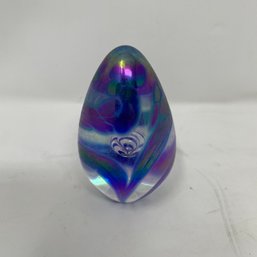 Vintage Art Glass Egg Signed