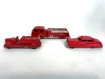 Lot Of Die-cast Fire Trucks & Car: Tootsie Toys Midge Toys