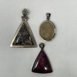 Group Of 3 Sterling Silver Pendants