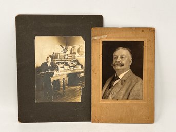 2 Vintage Photos Of A Man With Mustache