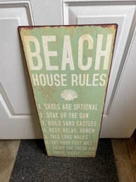 Tin Beach House Rules Plaque
