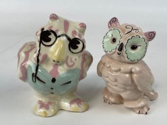 Pair Of Vintage Ceramic Owls 1 Is A Bank