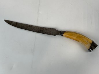 Antique Sterling Capped Bone Handled Carving Knife