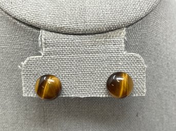 Tigers Eye Stud Earrings With 14k Posts