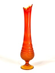 20' Orange Fenton Swung Hobnail Vase Bittersweet