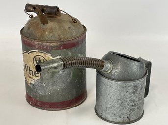 Pair Of Vintage Galvanized Oil Cans