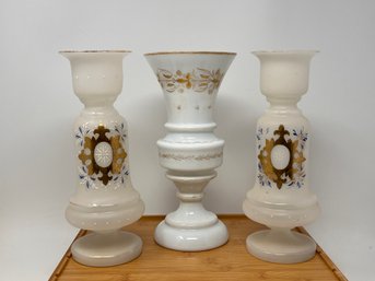 19th Century Hand Painted Bristol Glass Vases