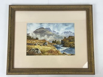 Signed Framed Original Watercolor Landscape