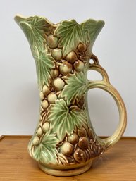 McCoy Pottery Pitcher With Grapeleaf Pattern