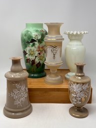 19th Century Hand Painted Opaline Bristol Glass Vessels