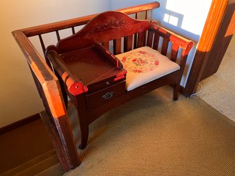 Telephone Seat/bench With Needlepoint Seat