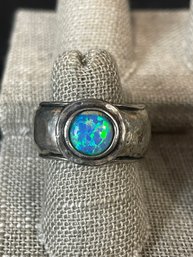 Sterling Silver Ring With Synthetic Opal