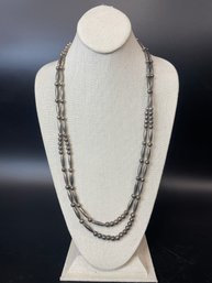Vintage 2 Tiered Sterling Silver Pearl Bead Necklace Native American Style
