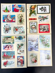 Lot Of Vintage Scrapbook Pages Including Holiday Postcards And Cut Outs Lot A