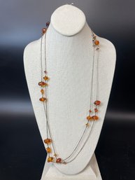 Sterling Silver & Amber Bead Necklace
