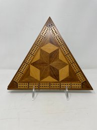 Vintage Inlaid Triangular Cribbage Board Beautiful