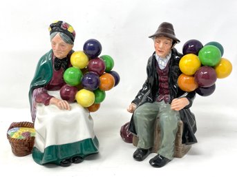 Pair Of Royal Doulton Figures 'balloon Man And Woman'