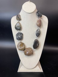 Ann Lightfoot Polished Stone Necklace On Cord Old Lyme CT