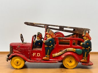 1950s SSS Shioji Japan Tin Friction Fire Truck Toy