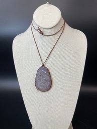Ann Lightfoot Druzy Pendant On Braided Cord Necklace Local Maker Old Lyme