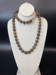 Ann Lightfoot Beaded Jasper Hand Knotted Necklace Local Maker Old Lyme