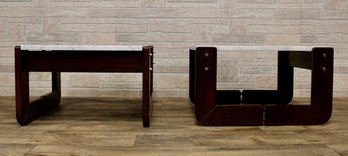Pair Of Rosewood And Patchwork Side Tables By Percival Lafer