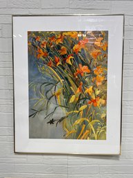 Tiger Lillies Framed Watercolor - Signed