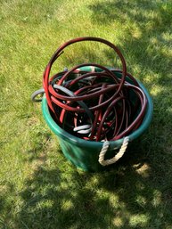 Bucket W/ Garden Hoses