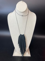 Ann Lightfoot Leather Fringe On Waxed Cotton Cord Necklace Local Maker Old Lyme