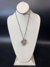 Ann Lightfoot Moonstone Cluster Necklace On Braided Cord Local Maker Old Lyme