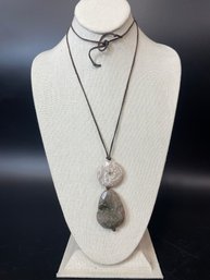 Ann Lightfoot Agate Stone Pendant Necklace On Braided Cord Local Maker Old Lyme