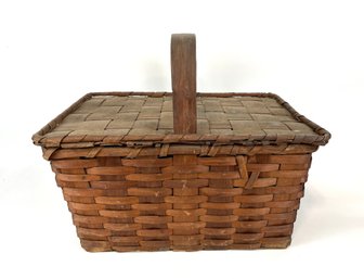 Antique Covered Picnic Basket