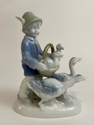 German Gerold Porcelain Little Boy Figure Of Boy With Basket