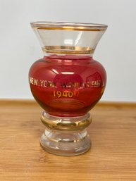 Cranberry Glass Vase For The 1940 New York Worlds Fair