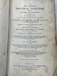 Antique New American Practical Navigator Book 1851 W/ Bonus Blank 1800s Inspectors Questionnaire