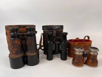 Lot Of Three Vintage Binoculars In Cases