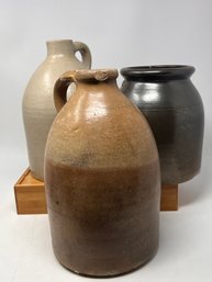 Group Of 3 Antique Stoneware