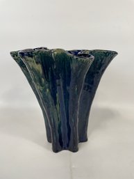 Blue With Green Ruffled Pottery