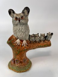 Vintage Owl Family Statue