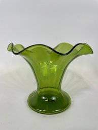 Vintage Green Art Glass Candy Bowl